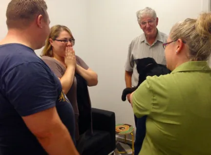 the moment a cat owner is reunited with their lost cat